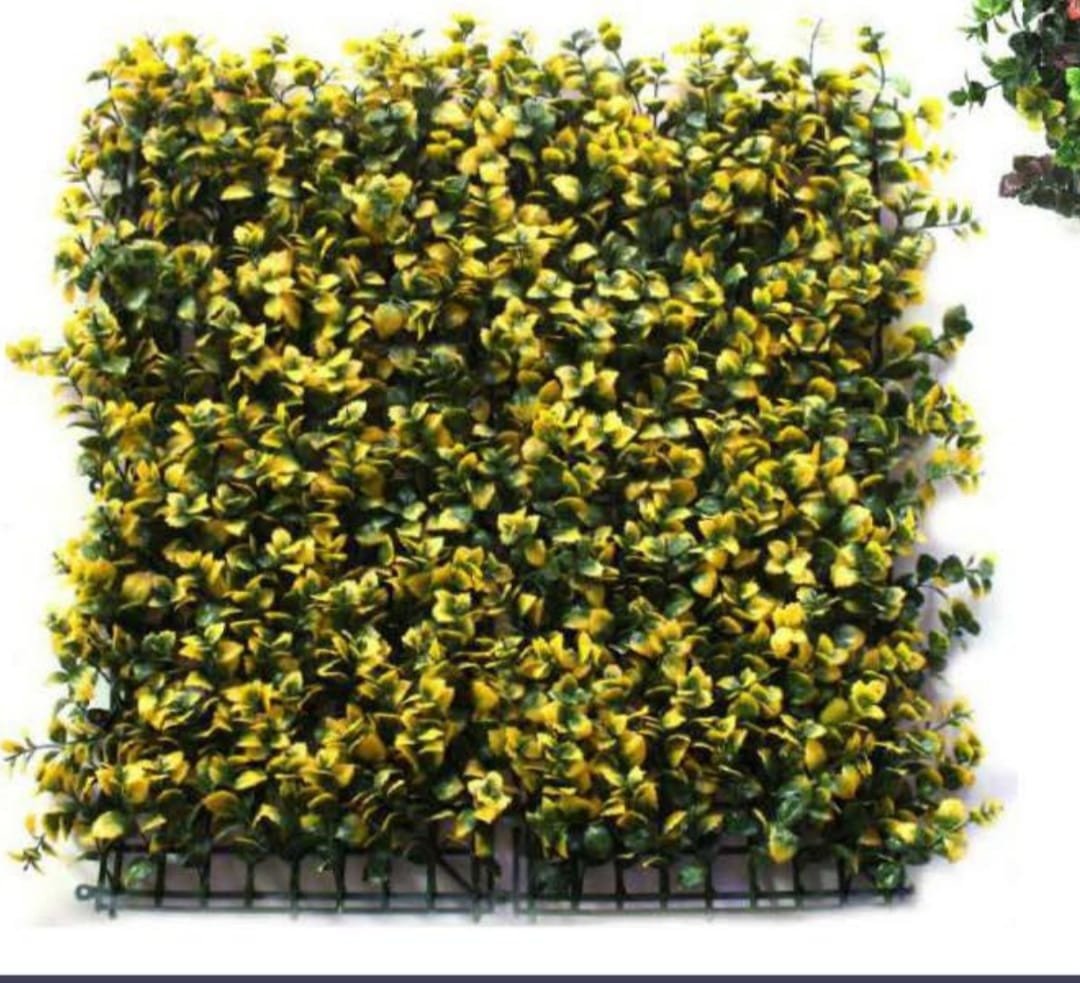 Pack of 1 Artificial Small Leaves square Wall Grass Tiles, Wall grass panels, Grass mat for wall décor, Garden Decor, Home Decor ( 20x20 inches Green) Green Eucalyptus Artificial flower