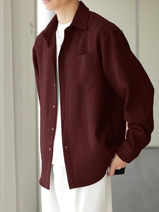 Textured Shirts for Men |MAROON COLOUR| Casual Shirt for Men || Shirt for Men|| Men Stylish Shirt || Men Fancy Shirt || Men Full Sleeve Shirt || Plain Shirts for Men