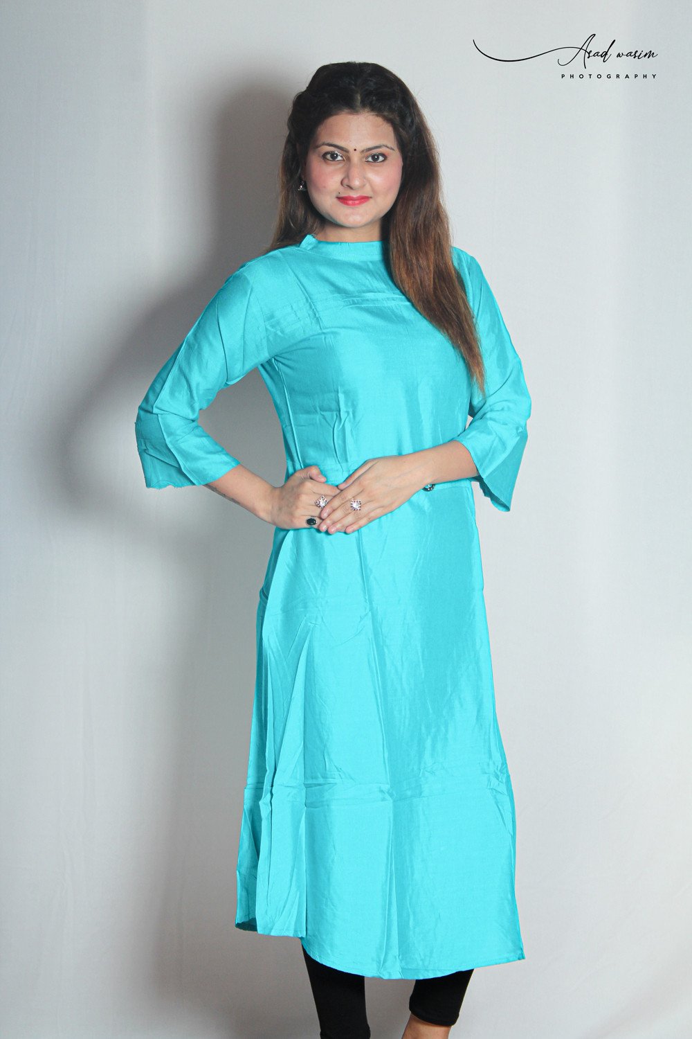 Bell Sleeves Green Cotton Embroidered Long Kurti | BH-LIVIK-504 | Cilory.com